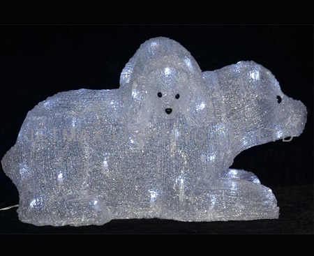 Acrylic lying bear-120L-white